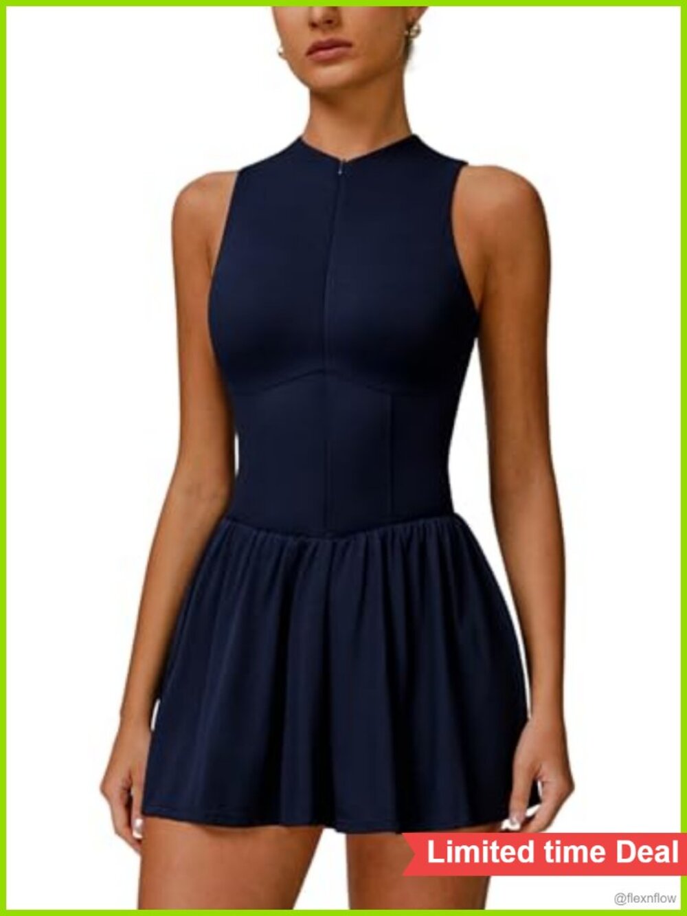 Women Tennis Dress with Built-in Shorts Ruffle A-Line Active Yoga Dress
